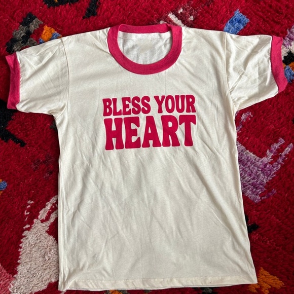 Bless Your Heart Red Ringer Tee XS - Picture 2 of 2